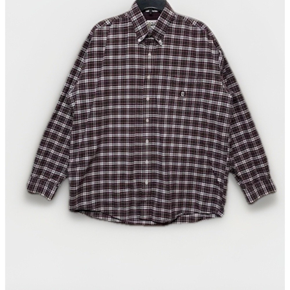 Cinch Western Shirt Mens Sz‎ L Check Marron White Long Sleeve Button Down Cowboy